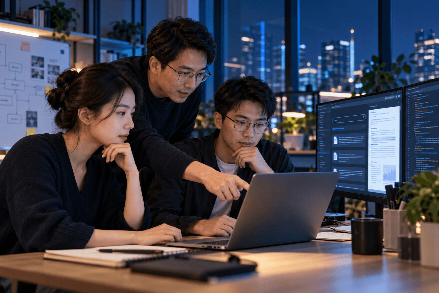 AI 应用开发实训场景示意：导师与学员协作开发知识库助手